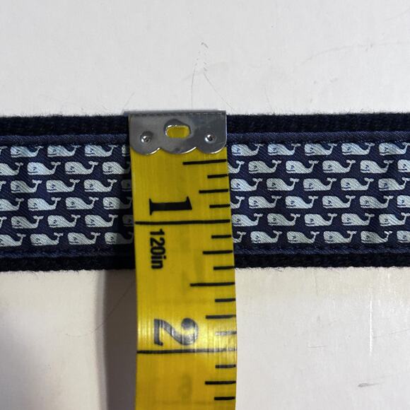 Vineyard Vines Whale Club Leather Belt Mens Size 28 Cowhide Solid Brass Buckle - Picture 8 of 9